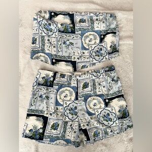 Abercrombie & Fitch Faux Silk Pull on Shorts and Bandana Strapless Top Set XL